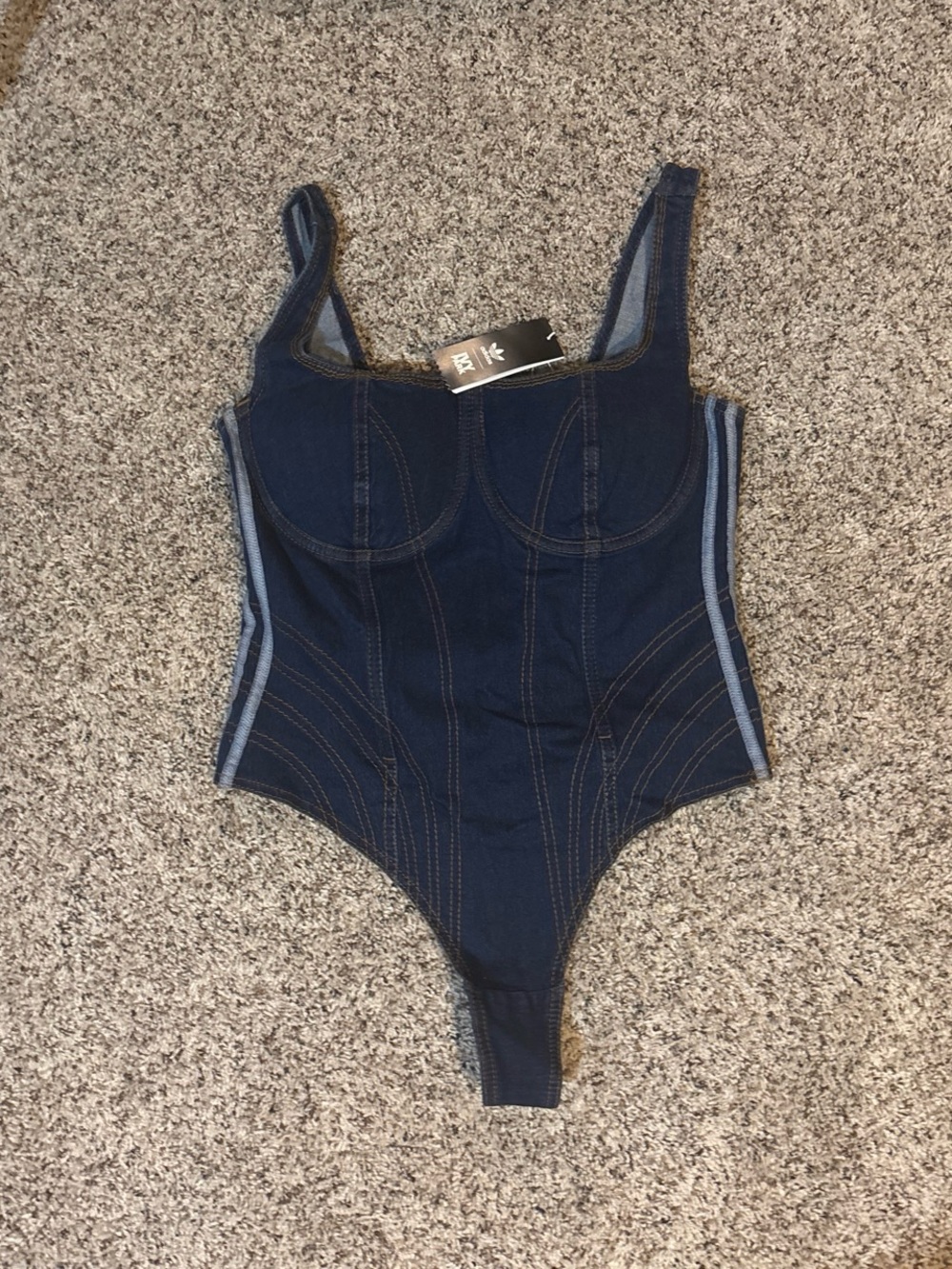 IVY PARK Dark Blue Denim-Style Women's Bodysuit